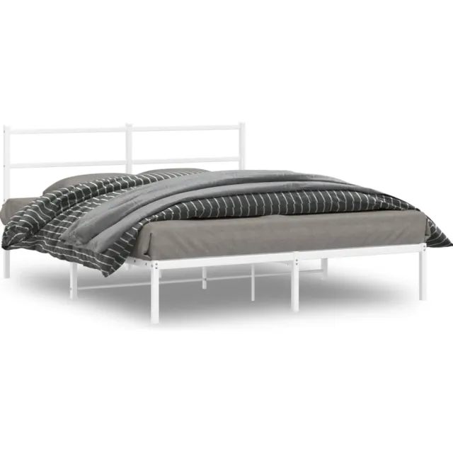 vidaXL Bedframe met hoofdbord metaal wit 160x200 cm