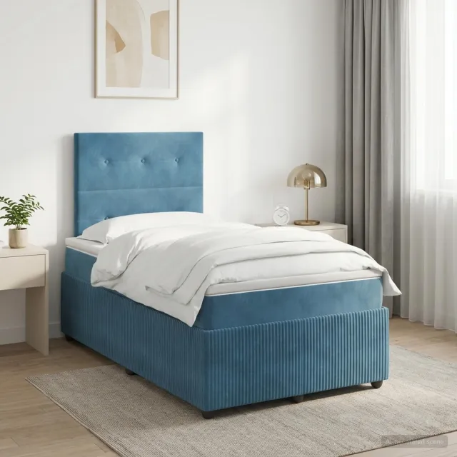 vidaXL Boxspringbed met matras Blauw 120 x 190 cm Fluweel