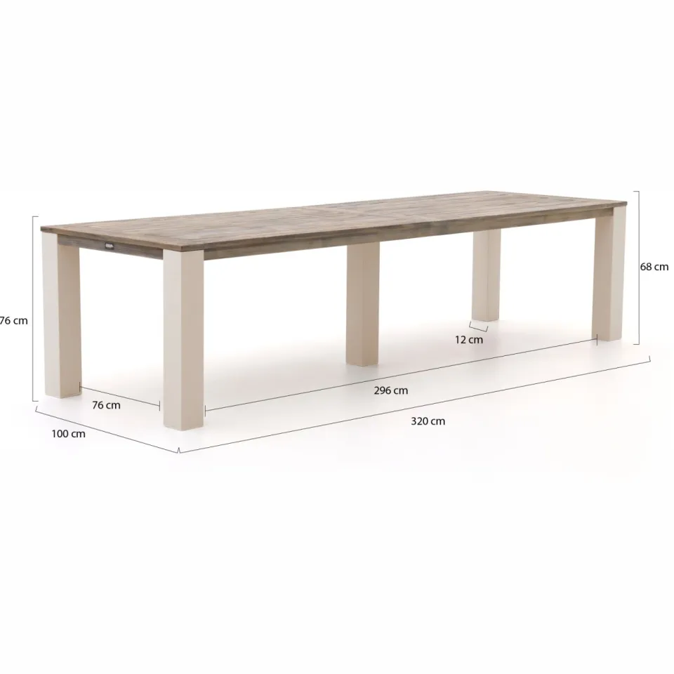 Manifesto Furniture Manifesto Belpasso/ROUGH-X 320cm dining tuinset 9-delig stapelbaar bruin, foto 3