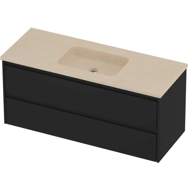Proline Rollo Badmeubelset Hardsteen Elegant Midden 120x46x54 cm Sand Stone Mat Zwart