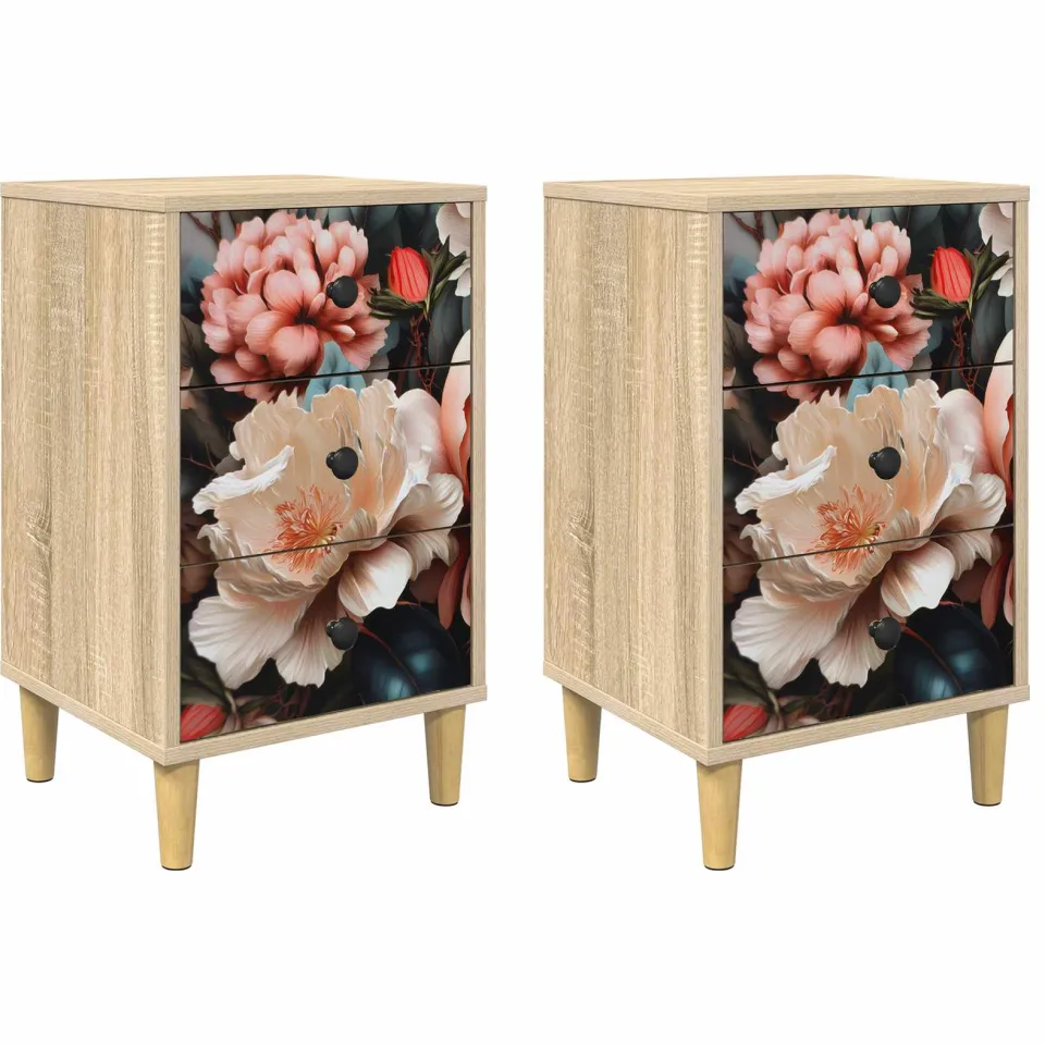vidaXL Nachtkastje BORNE 2 st Sonoma Eiken 36 x 33 x 60 cm Bruin