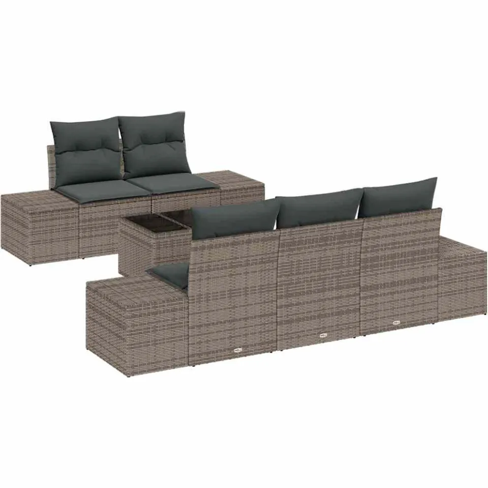 vidaXL Tuin Sofa Set 6 st Grijs poly rattan