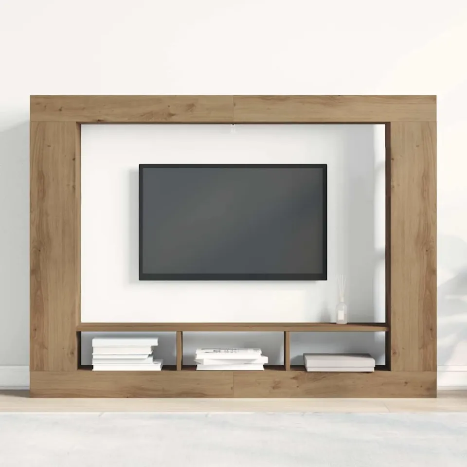 vidaXL TV-kast 152 x 22 x 113 cm artisanaal eikenkleurig Bewerkt hout, foto 3