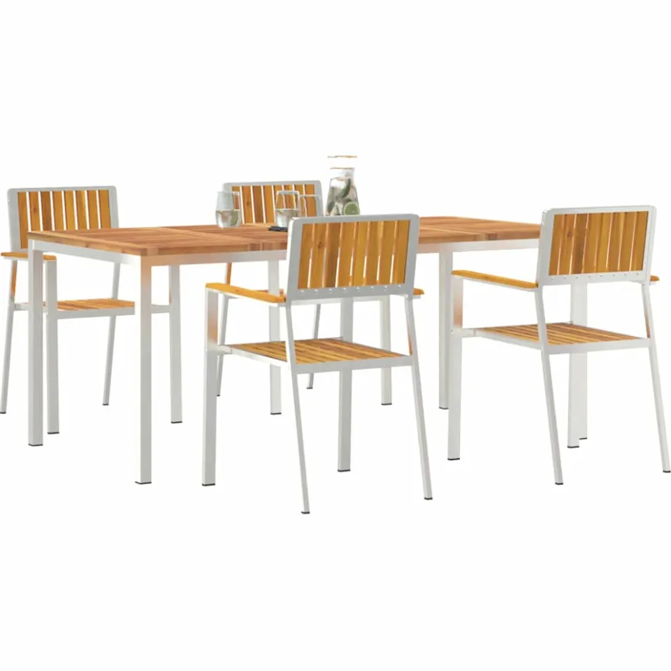 vidaXL Buiten eettafelset 5 st 180 x 90 x 75 cm Bruin