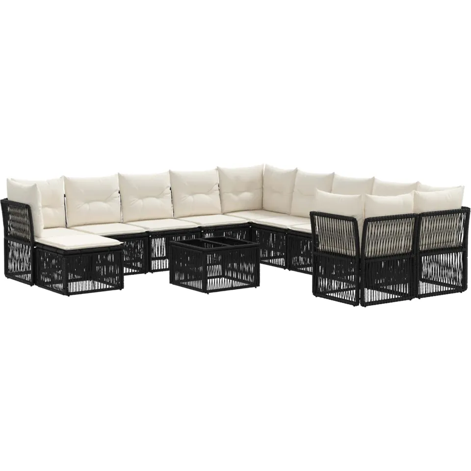 vidaXL Tuinbankenset 12 st Zwart poly rattan, foto 3