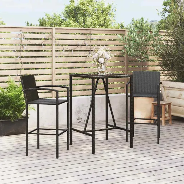 vidaXL 3-delige Tuinbarset poly rattan zwart, foto 2
