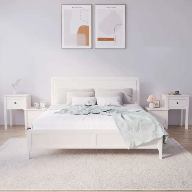 vidaXL Nachtkastjes 2 st 79,5x38x65,5 cm massief grenenhout wit, foto 2