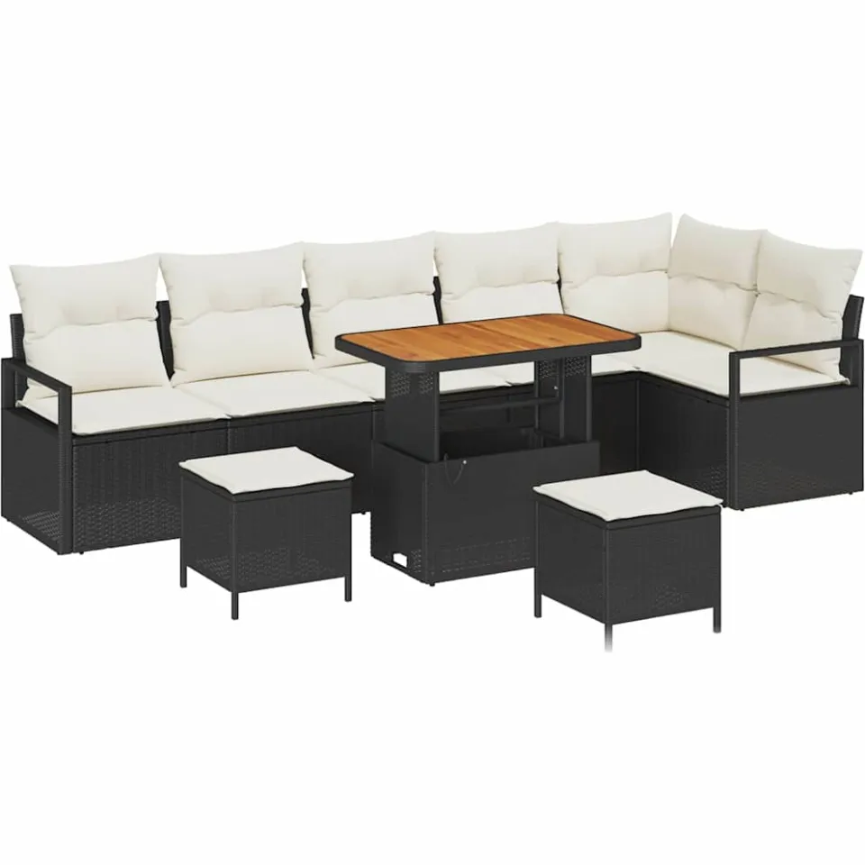 vidaXL Tuin Sofa Set 9 st Zwart Poly riet