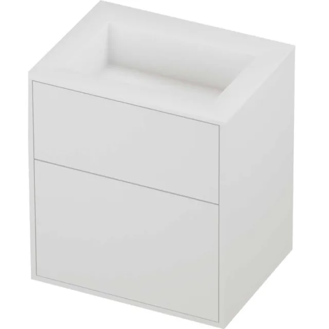 Proline Aristo Badmeubelset Polystone Elegant 2 Laden 60x46x67 cm Mat Wit Mat White