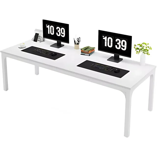 Happiq Computerbureau Milano - Voor 2 Personen - 200cm - Wit - Voor thuis of werk - Hout en metaal