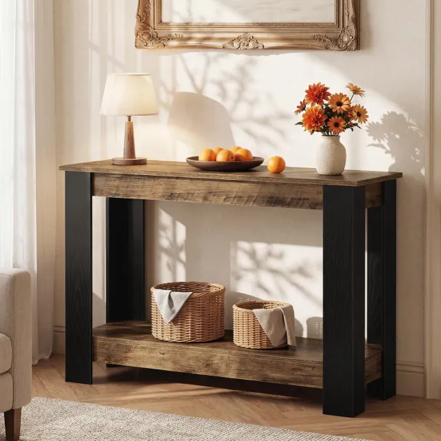 Little Trees LITTLE TREE Consoletafel - Smalle Haltafel - Industrieel - Zwart Bruin - Modern Boerderij - 120 x 37 x 15 cm - Voor Gang En Woonkamer