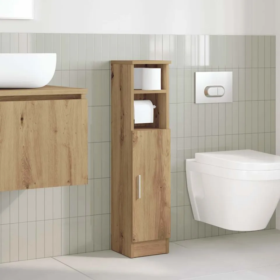 vidaXL Badkamerkast met rolhouder 20,5x22x90 cm artisanaal eikenkleur, foto 2