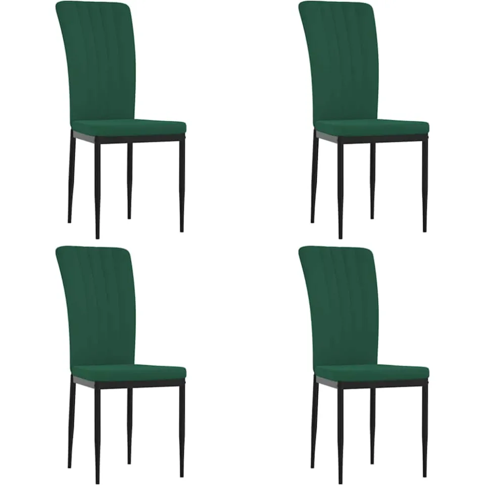 vidaXL Eetkamerstoelen 4 st fluweel donkergroen groen, foto 3