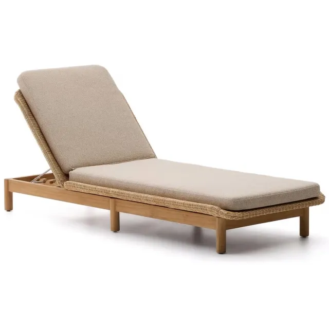 Kave Home Galea ligbed teakhout en rattan