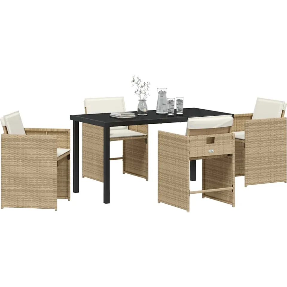 vidaXL Tuin eettafelset 5 st Beige poly rattan