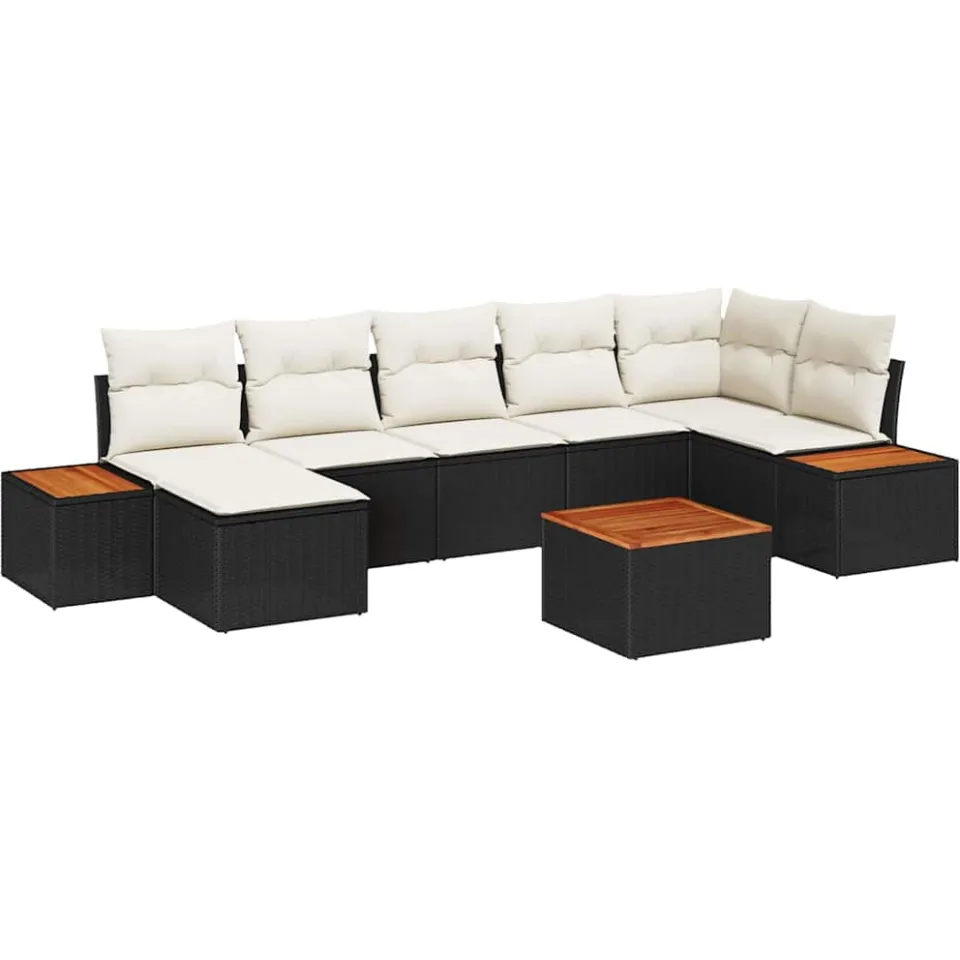 vidaXL Tuinbankenset 8 st Zwart Poly riet, foto 4