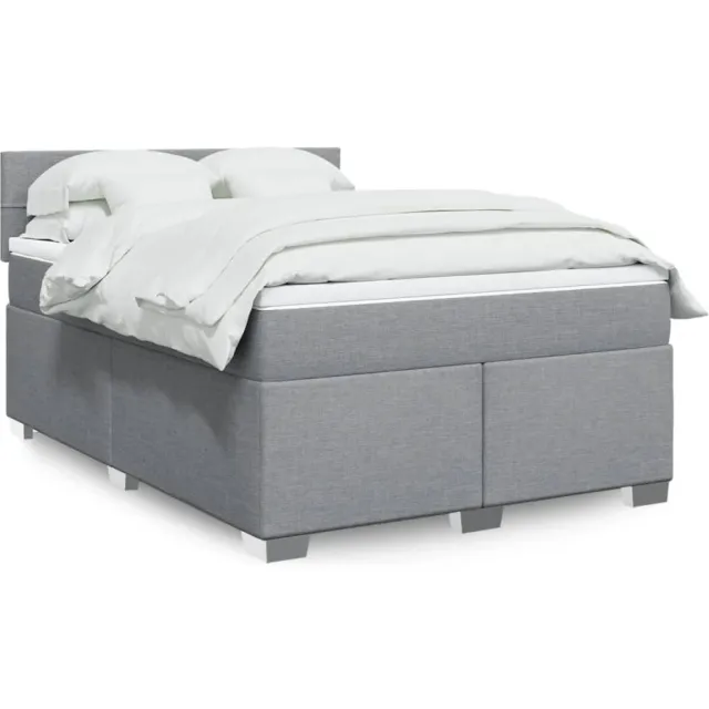 vidaXL Boxspring met matras stof lichtgrijs 140x190 cm grijs