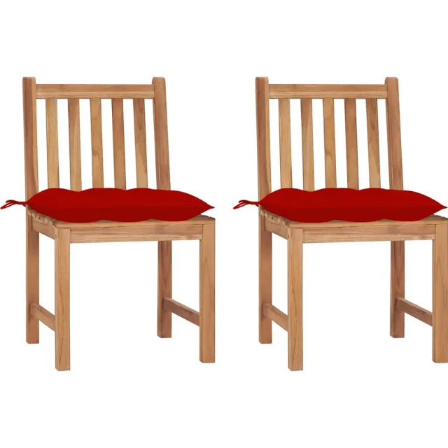 vidaXL Tuinstoelen 2 st met kussens massief teakhout Rood