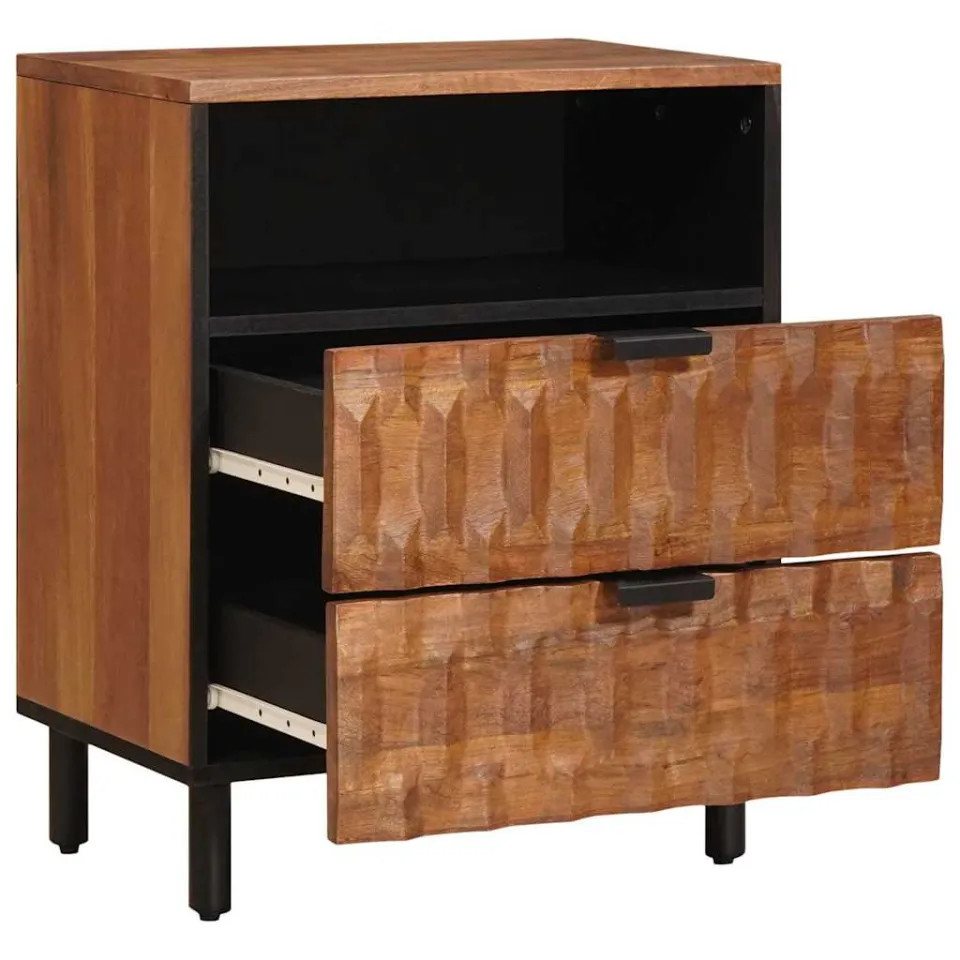 vidaXL Nachtkastje Bruin 50 x 33 x 62 cm Massief Mango Hout, foto 2