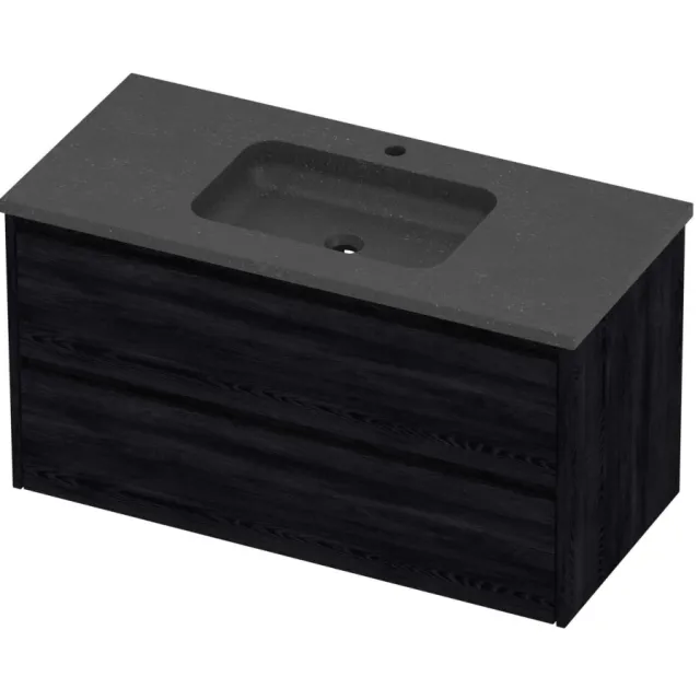 Proline Rollo Badmeubelset Hardsteen Elegant 1 Kraangat 100x46x54 cm Blue Stone Black Oak