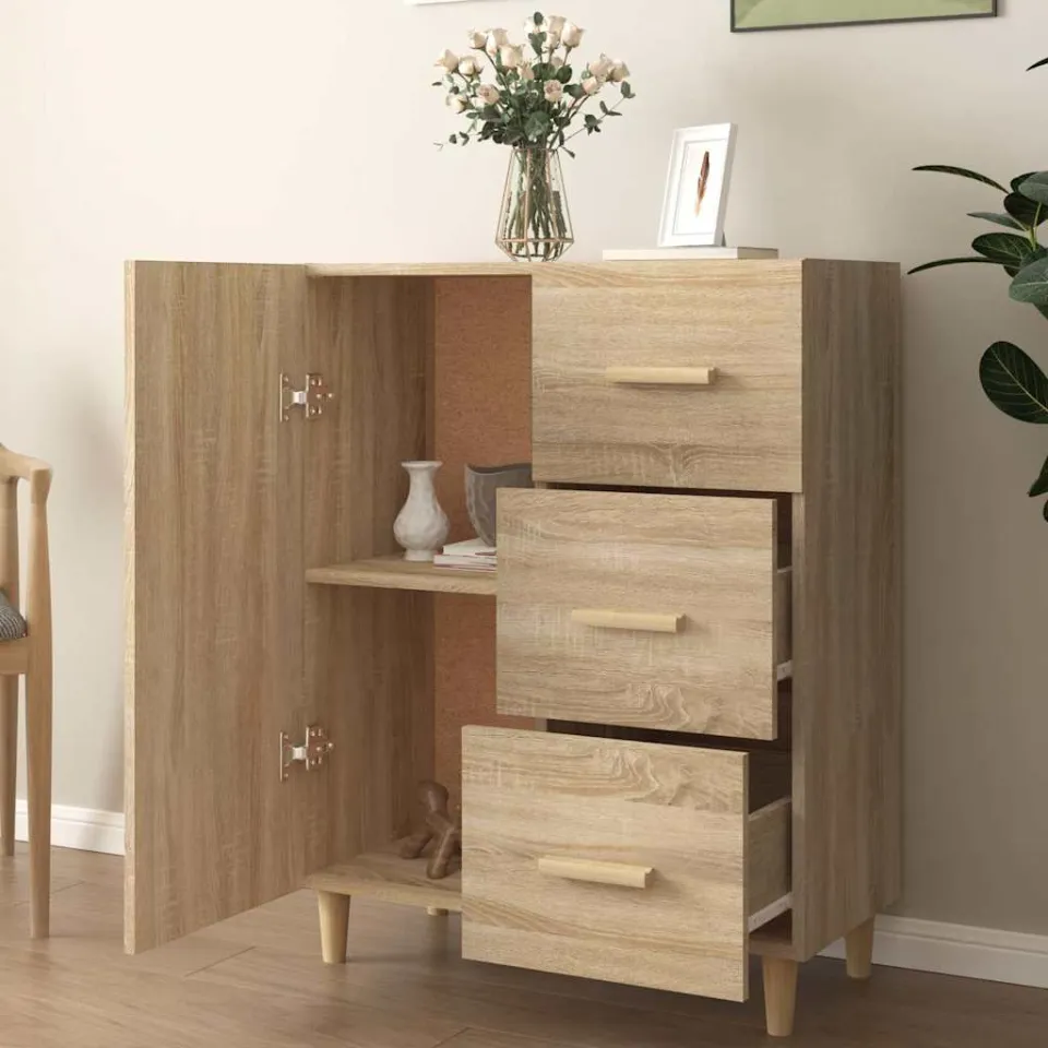 vidaXL Dressoir 69,5x34x90 cm bewerkt hout sonoma eikenkleurig, foto 3