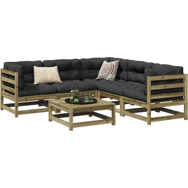 vidaXL 6-delige Loungeset geïmpregneerd grenenhout bruin, foto 2