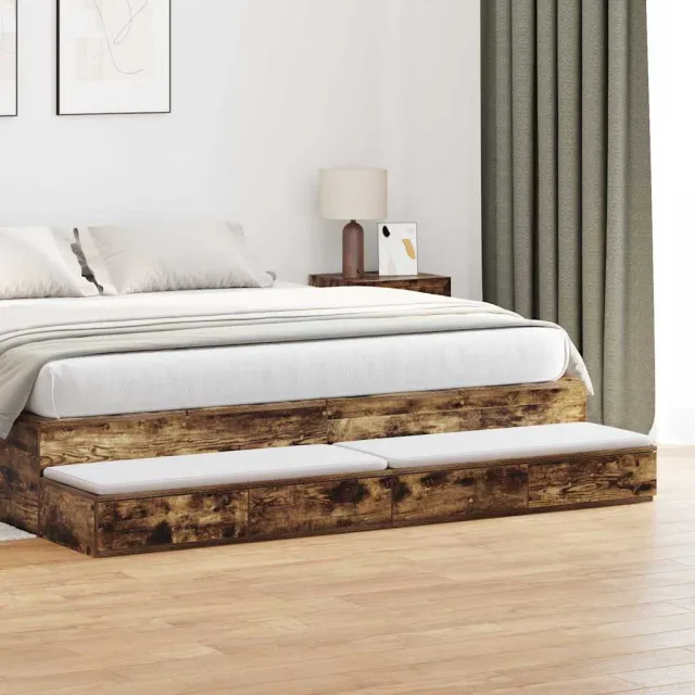 vidaXL Bedlades Gerookt eiken 180 x 36,5 x 16,5 cm Bewerkt hout, foto 2