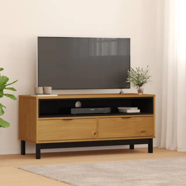 vidaXL TV-meubel FLAM 110x40x50 cm massief grenenhout bruin, foto 2