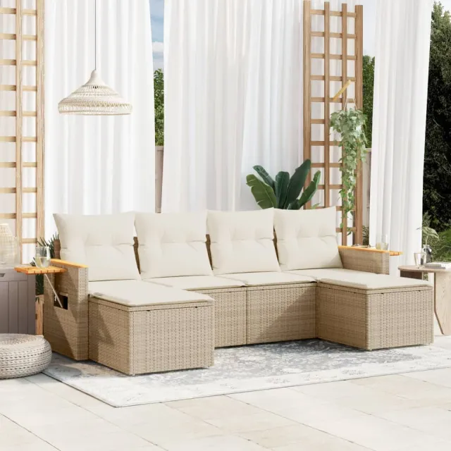 vidaXL Patio Sofa Set 6-zits Beige and Cream
