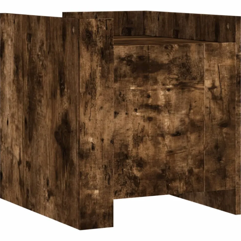 vidaXL Nachtkastje 45x50x50 cm bewerkt hout gerookt eikenkleurig