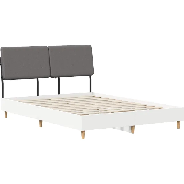 vidaXL Tweepersoonsbed met hoofdbord Wit en Lichtgrijs 150 x 200 cm