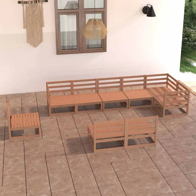 vidaXL 9-delige Loungeset massief grenenhout honingbruin bruin, foto 2