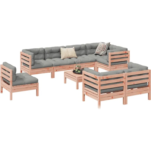 vidaXL 9-delige Loungeset met kussens massief douglas vurenhout Bruin