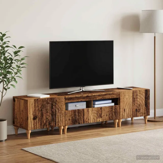 vidaXL 3-delige LED TV-kast Oud hout Bewerkt hout Grijs