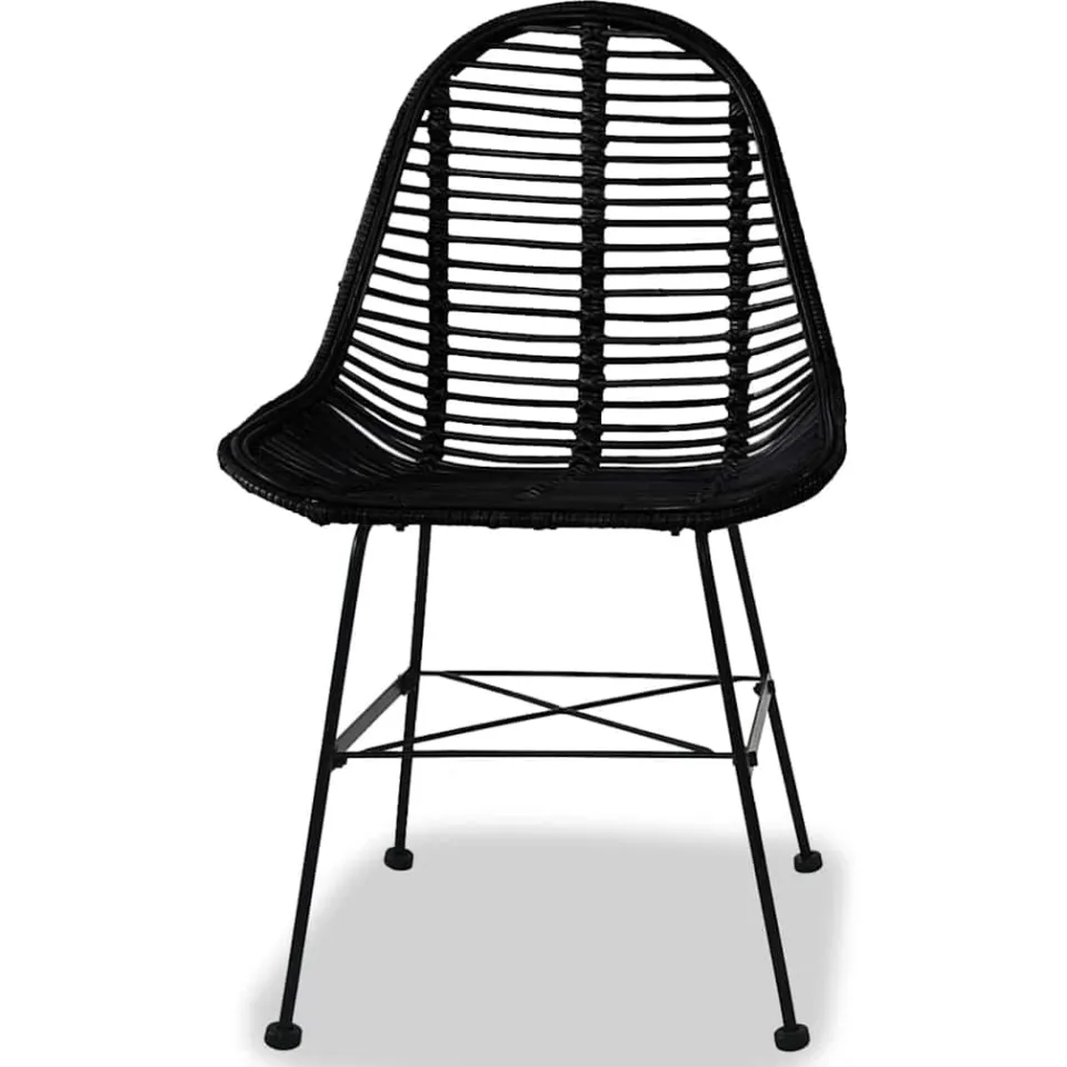 vidaXL Eetkamerstoelen 2 st natuurlijk rattan zwart, foto 3