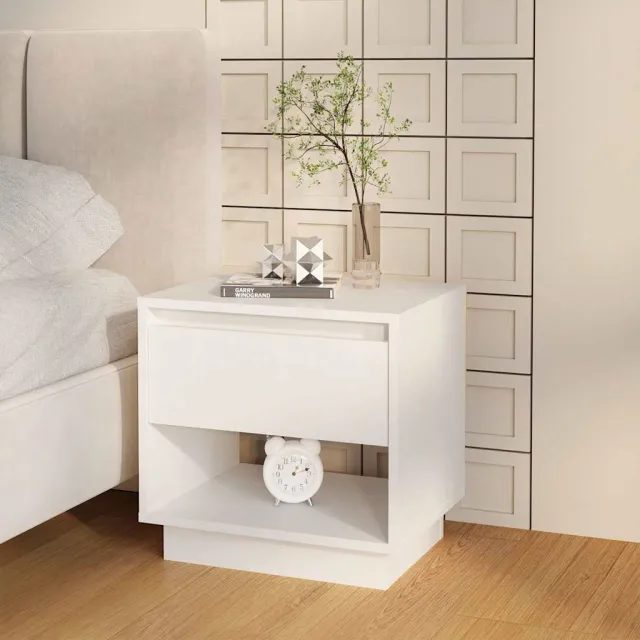 vidaXL Nachtkastjes 2 st 45x34x44 cm bewerkt hout wit, foto 3