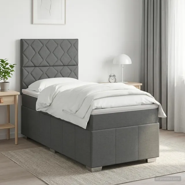 vidaXL Boxspringbed met matras Donkergrijs 100 x 200 cm Stof