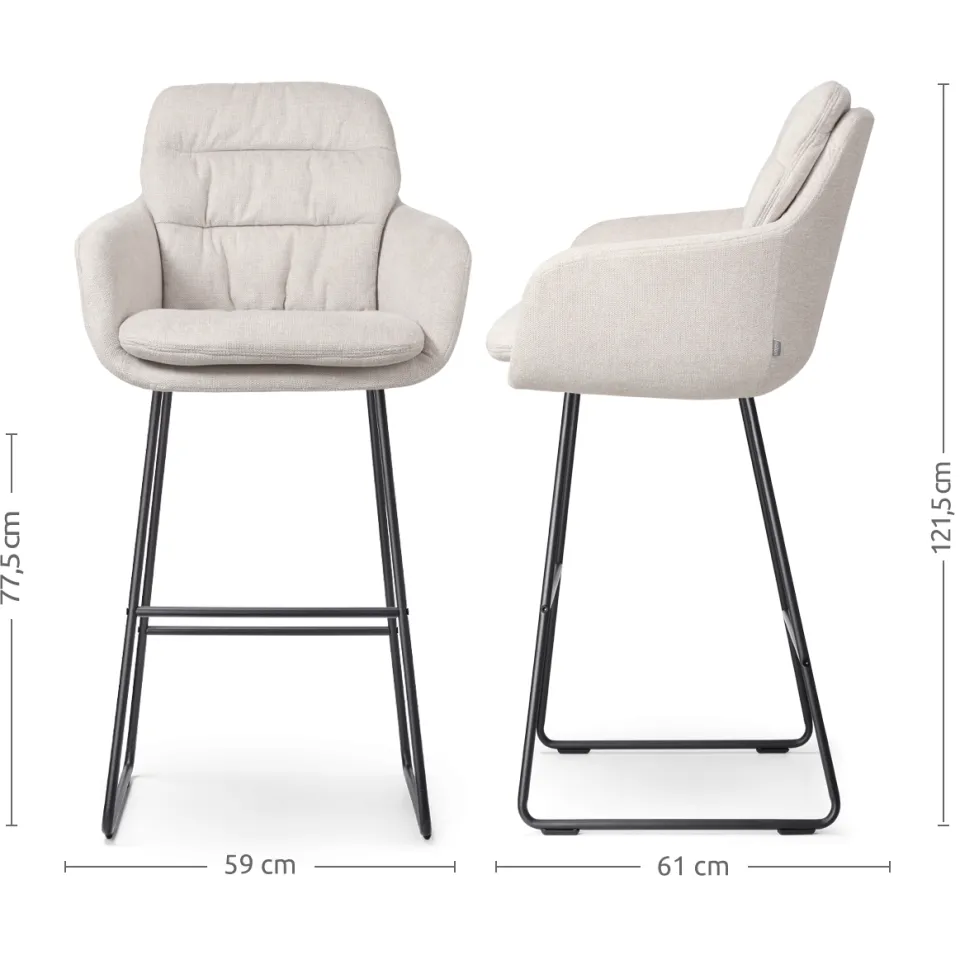Nolon Nino-Mia barkruk beige - zwart onderstel - 75 cm, foto 3