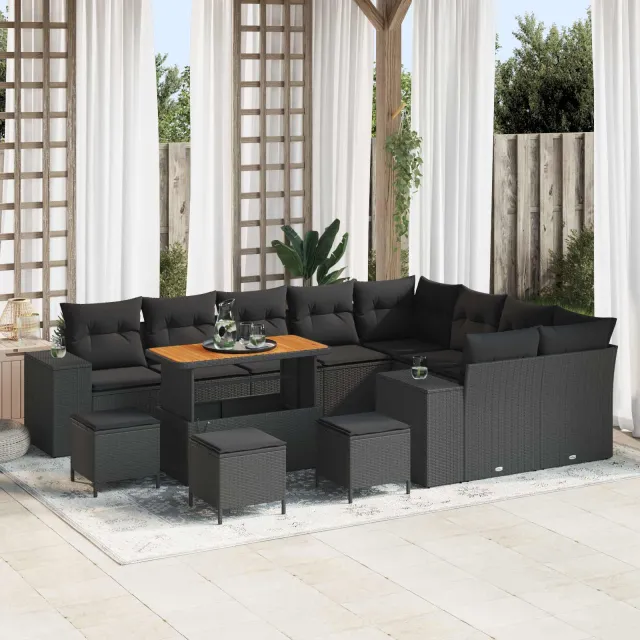 vidaXL Tuin Sofa Set 13 st Zwart poly rattan, foto 2