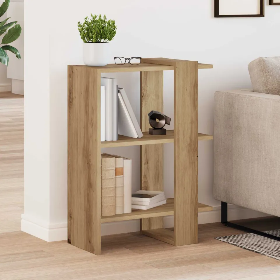 vidaXL Boekenkast 2-laags 52 x 25 x 71,5 cm Bewerkt hout Artisan Eiken, foto 3