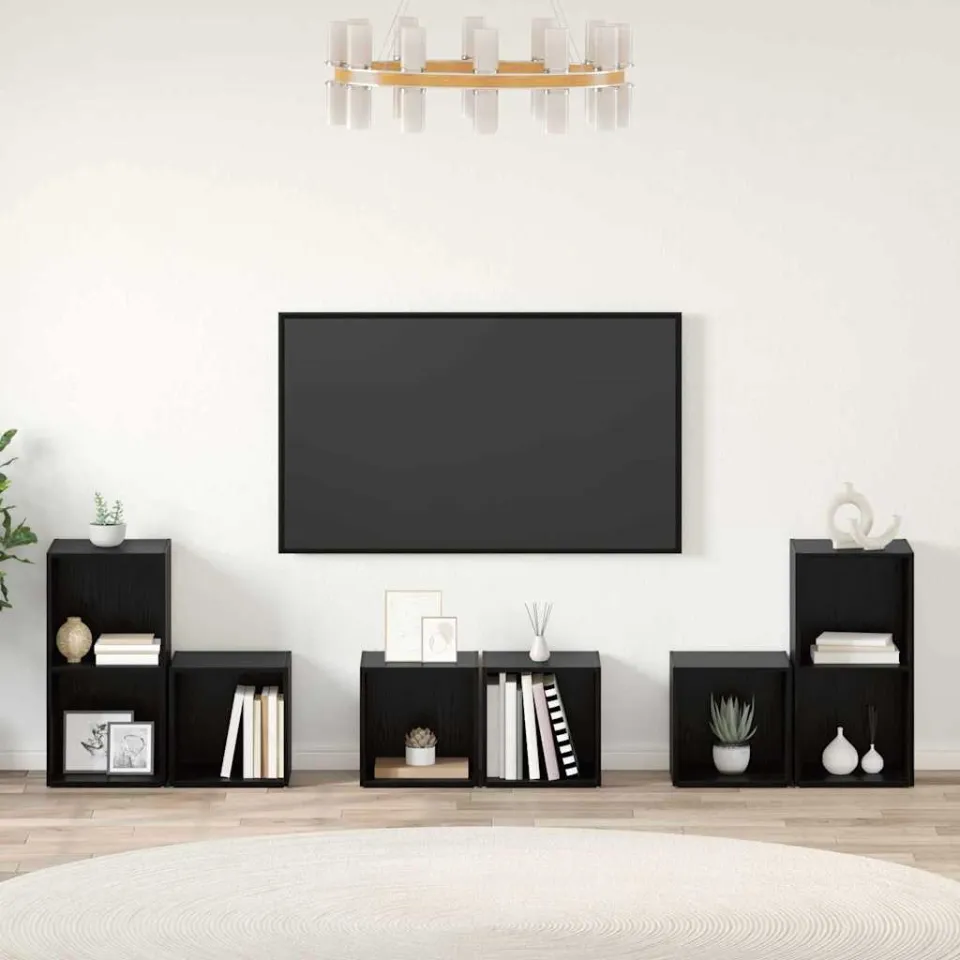 vidaXL Tv-meubelset 6 st 37 x 35 x 72 cm Zwart Eiken, foto 4