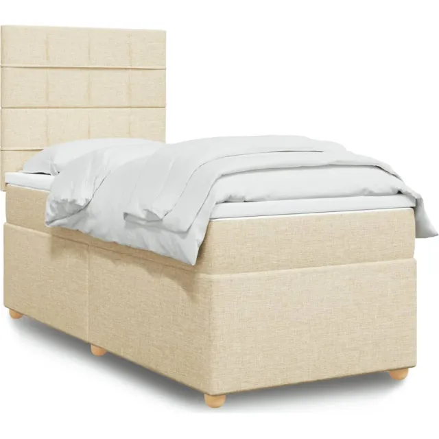 vidaXL Boxspring met matras stof crèmekleurig 90x190 cm