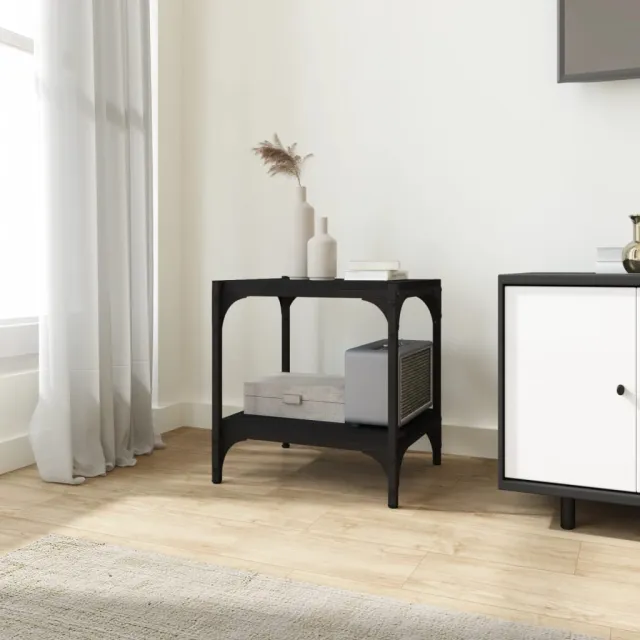 vidaXL Tv-meubel 40x33x41 cm bewerkt hout en staal zwart, foto 2
