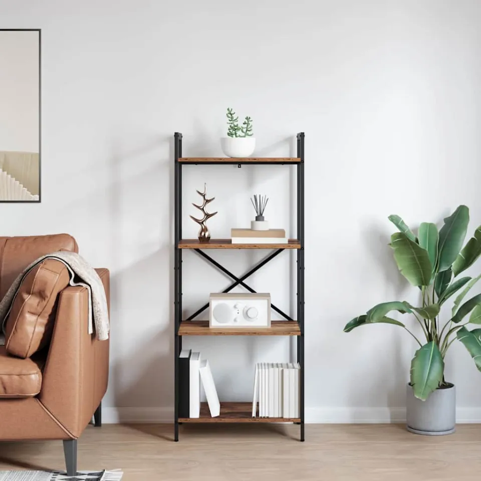 vidaXL Boekenkast 4-laags 56 x 34 x 133,5 cm Bewerkt hout Oud Hout bruin, foto 3