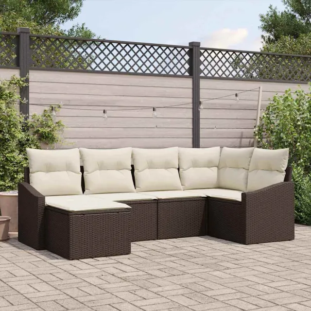 vidaXL Tuin Eetset 6 st Bruin en Crème, foto 2