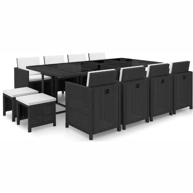 vidaXL 13-delige Tuinset met kussens poly rattan zwart, foto 2