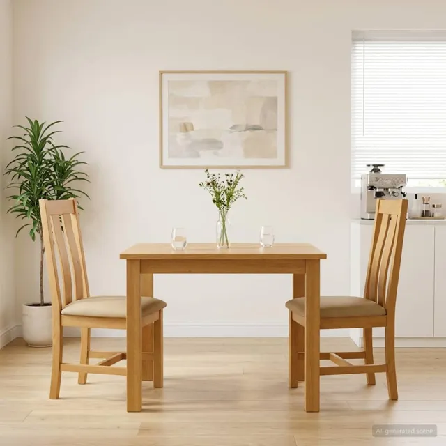 vidaXL Eetkamerstoel BERGEN 2 st Massief Eikenhout Beige, foto 2