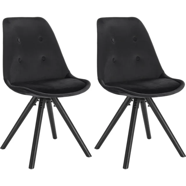 Klarven Eetkamerstoel Fluweel zwart - Eetkamerstoelen Set Van 2 - Eetkamerstoelen - Dining Chair - Ergonomische Rugleuning, Gevoerde Zitting - H83xzitting43x39cm