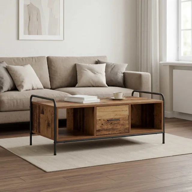 vidaXL Salontafel Oud hout 99,5 x 49 x 41 cm Bewerkt hout Bruin