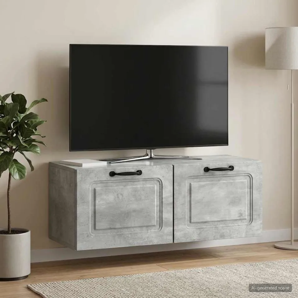vidaXL Wandbeugel TV-kast Betongrijs 78,5 x 31 x 30 cm Bewerkt hout grijs, foto 4